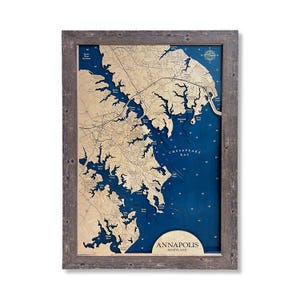 Annapolis Map - Custom Wood Lake Map - 3D Wall Art - Wood Beach Map - Beach House Decor - Custom Beach Sign - 3D Map - Anniversary Gift