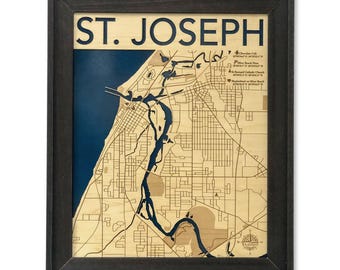 St. Joseph Wood Map: Handcrafted City Wall Art