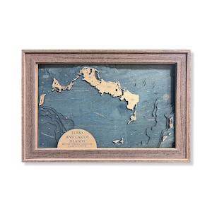 Turks and Caicos Map, Wood Island Map, 3D Turks and Caicos Map, Caribbean Map, 3D Map, 3D Wood Map, Beach House Gift, Anniversary Gift