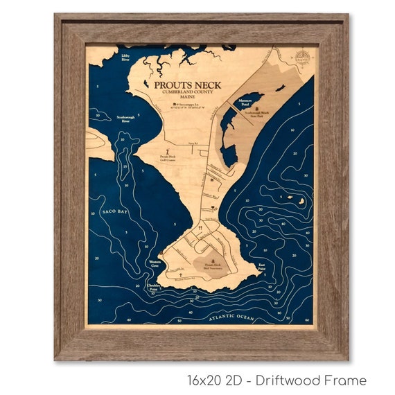 Prouts Neck Maine Map Prouts Neck Maine Dimensional Wood Carved Depth Contour Map | Etsy Canada