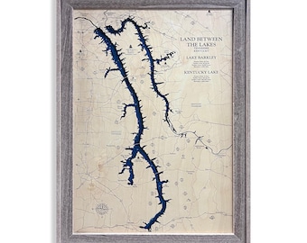 Kaart Land Between the Lakes, Kentucky Lake, Lake Barkley, Wood Lake-kaart, aangepaste houten kaart, 3D-meerkaart, houten kaart, aangepaste kaart, aangepaste meerbord