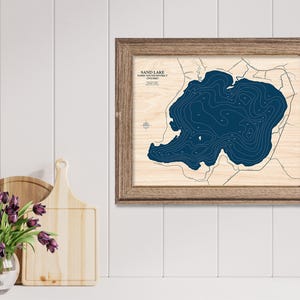 Sand Lake Map, Wood Lake Map, Custom Lake Map, Custom Lake Sign, Custom Lake Art, Wood Lake Map, Lake Map, Lake House Decor