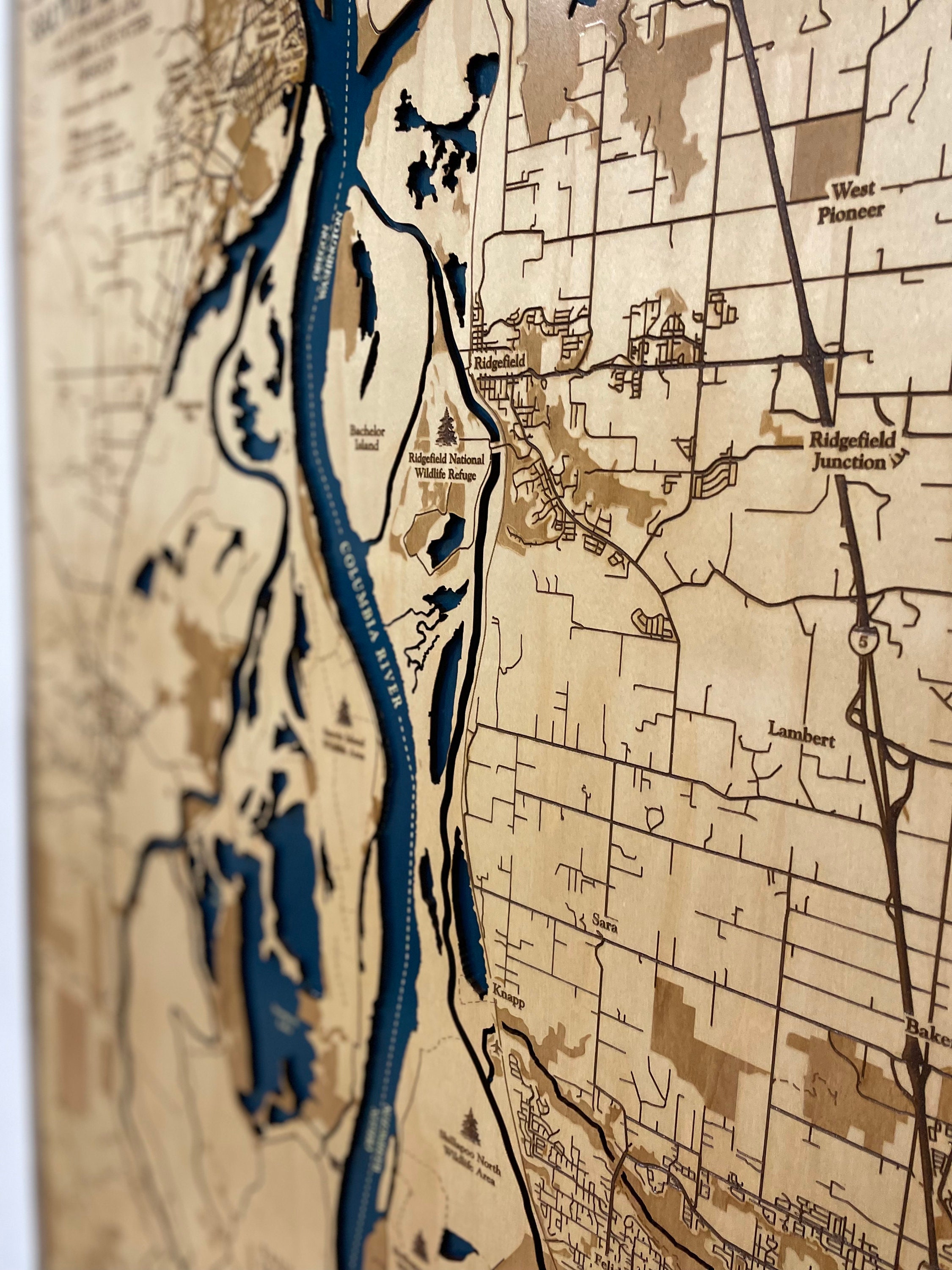 Sauvie Island Map Columbia River Custom Lake Map Custom Etsy