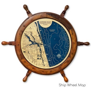 Kaart Jupiter inham, kaart Jupiter Florida, kaart Tequesta, aangepaste houten kaart, stranddecor, cadeau Florida, kaart Florida, strandbord