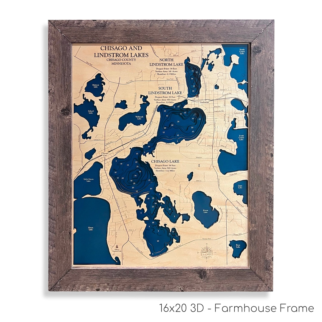 Chisago Lake, Lindstrom Lakes Map, Chisago Lake Map, Custom Lake Sign