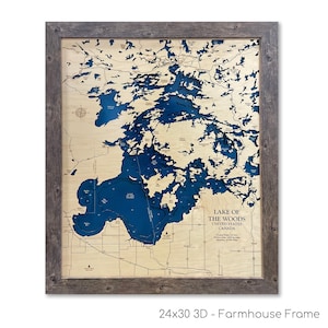 Lake of the Woods Map, Custom Lake Map, Wood Lake Map, 3D Wall Art, Contour Map, Lake House Decor, Lake Map, Depth Map, Lake Art