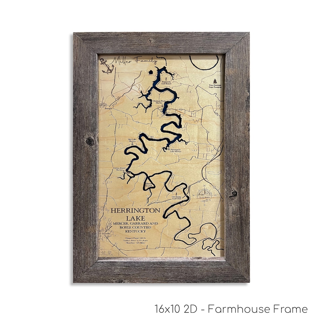 Herrington Lake Map, Herrington Lake, Custom Lake Map, Wood Lake Map