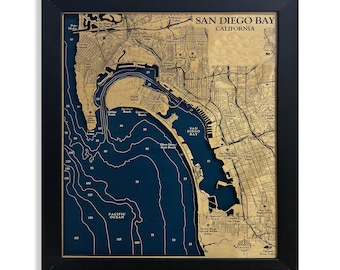San Diego Bay Karte, San Diego Karte, Kalifornien Karte, Reisegeschenk, Flitterwochen Karte, Reisekarte, Weihnachtskarte, Holzkarte, Geburtstagsgeschenk