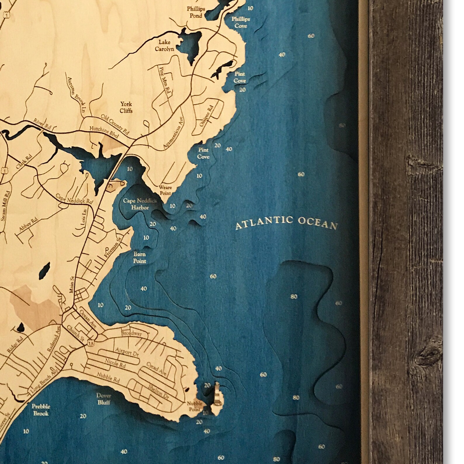 Cape Neddick Map Custom Wood Map Maine Art 3D Wall Art Etsy