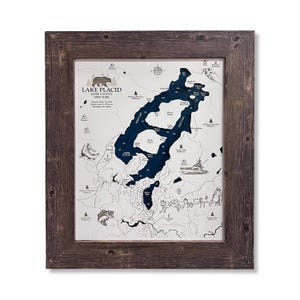 Lake Placid Map, Lake Placid, Wood Lake Map, Wood Lake Sign, Lake Art, Lake House Gift, Lake House Decor, Lake Map, Custom Lake