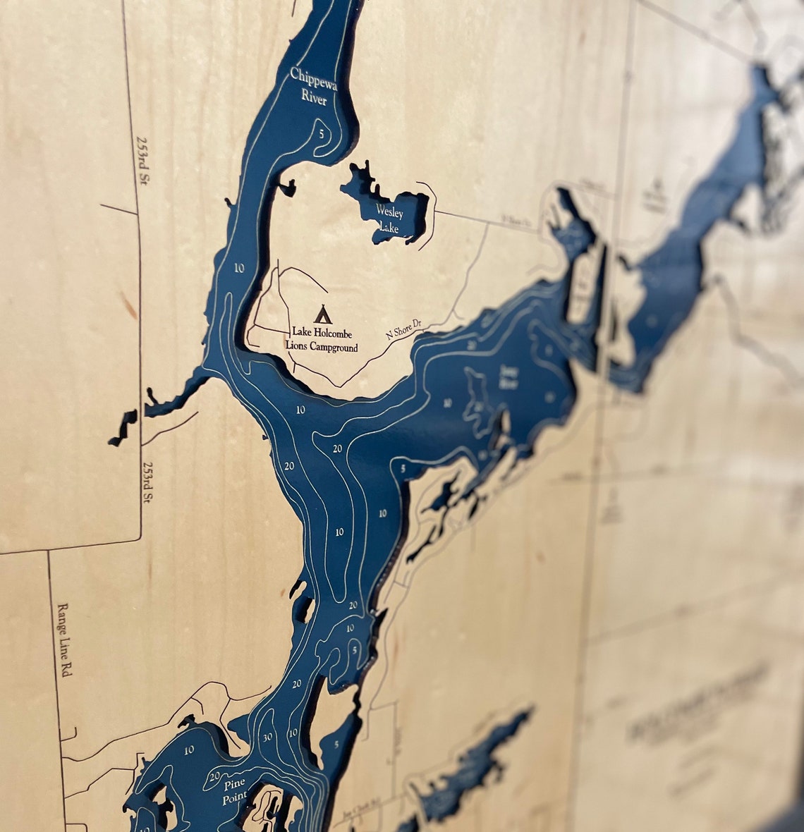 Flowage Map Custom Wood Map Custom Lake Art 3D Etsy