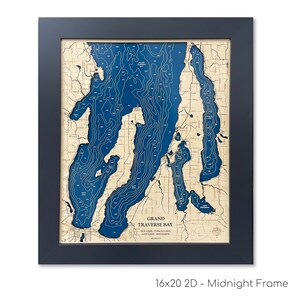 Mappa della baia di Grand Traverse, mappa di Traverse City, mappa del lago Michigan, mappa del lago Torch, mappa del lago Elk, decorazioni per case sul lago, regali sul lago, mappa del lago personalizzata