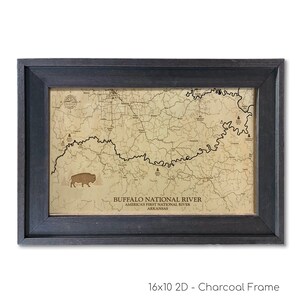 Carte de la rivière Buffalo, rivière Buffalo, carte personnalisée du lac, carte du lac Wood, art mural 3D, carte des contours, décoration de maison de lac, carte du lac, carte de la profondeur, art du lac