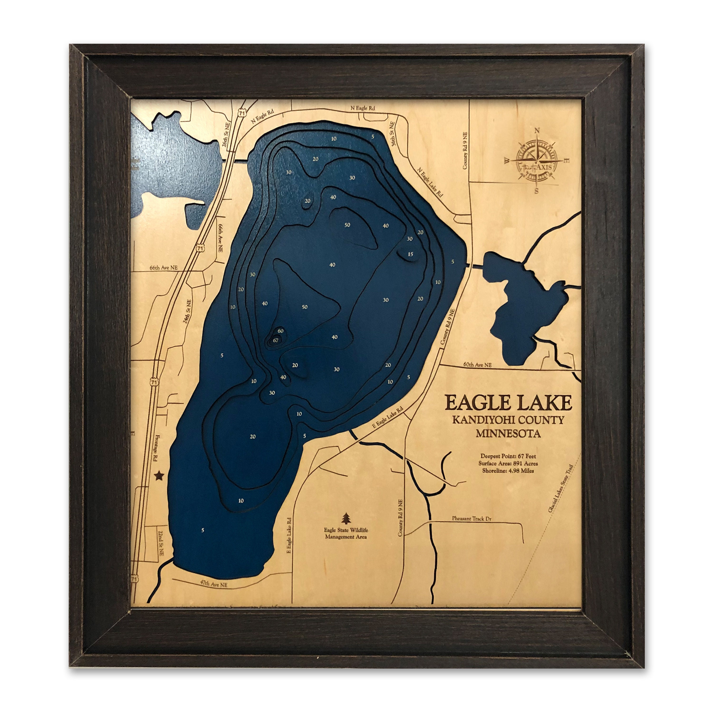 Eagle Lake Custom Wood Map Minnesota Map 3D Wall Art | Etsy
