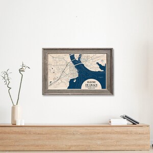 Carte Havre De Grace, Maryland, carte en bois personnalisée, panneau en bois, panneau de plage, cadeau de plage, décoration de maison de plage, panneau de plage personnalisé, déco de plage