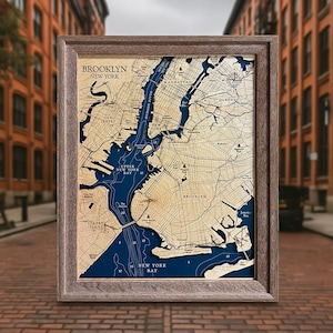 Brooklyn Map, New York City Map, 3D Wall Art, Contour Map, Beach House Decor, Island Map, Housewarming Gift, Vacation Home Gift, Travel