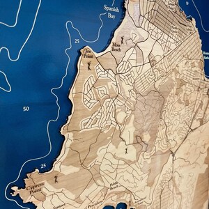 Engraved Wood Map, Monterey Bay California, Custom Beach Decor image 2