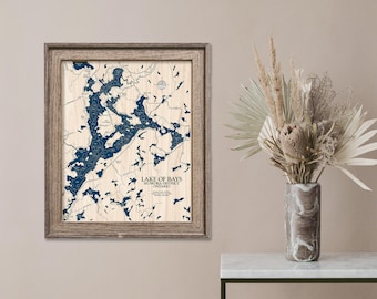 Mapa del lago Bays Wood, arte del lago en 3D, decoración de casas en el lago