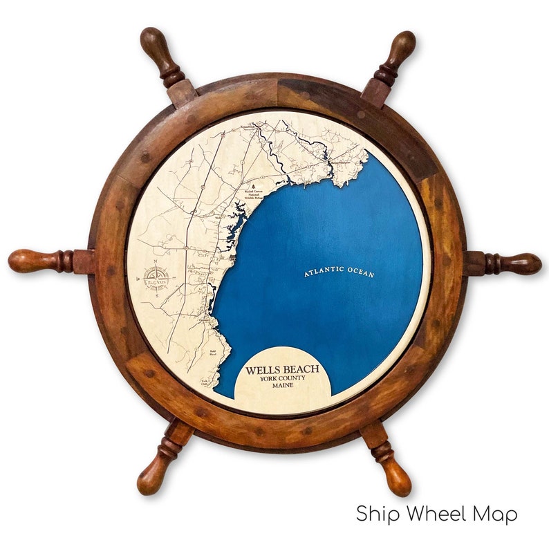 Wells Beach Map Maine Coast Map Custom Maine Map Beach Etsy