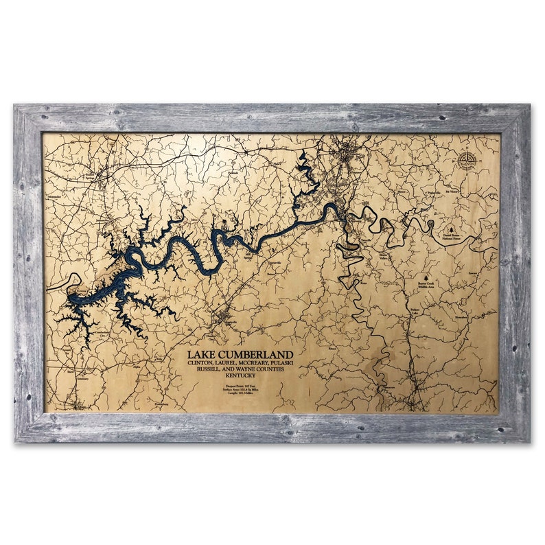 Lake Cumberland Custom Wood Map 3D Wall Art Contour Map Etsy