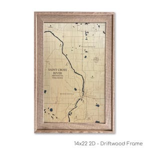 St. Croix River Map, Holzkarte, 3D Wandbild, Konturkarte, Contour Map, Haus am See, Haus am See, Tiefen Karte, Geschenk am See