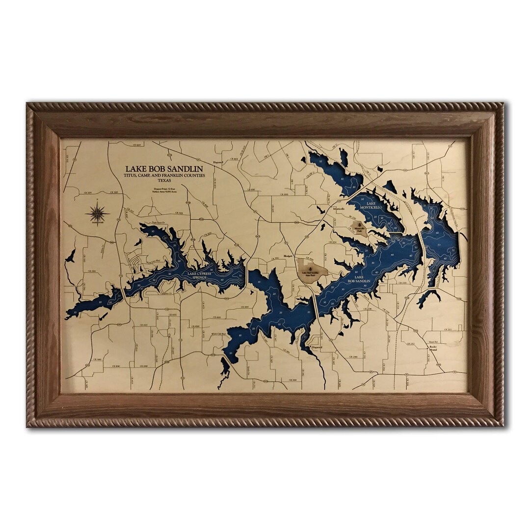 Lake Monticello - Custom Wood Map - Art - 3D Wall Art - Contour Map ...