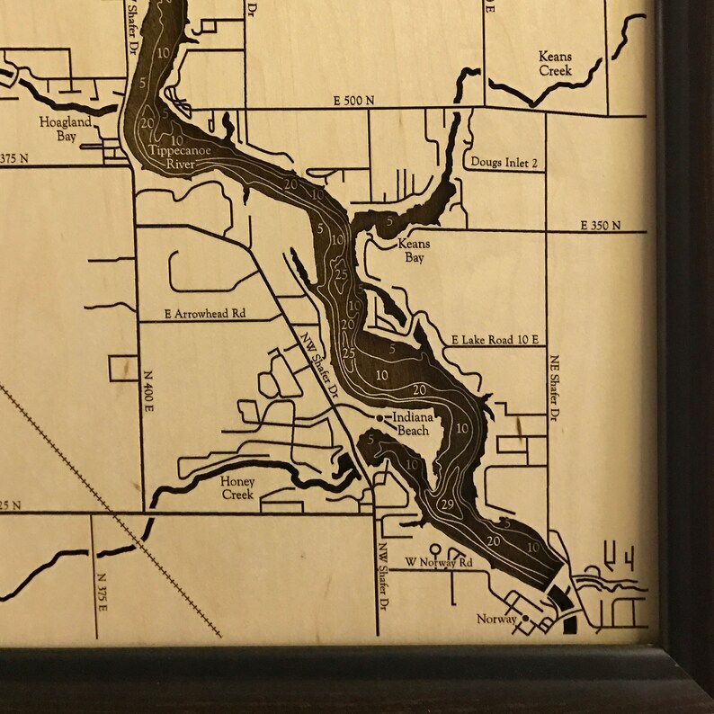 Lake Shafer Custom Wood Map Art 3D Wall Art Contour Etsy