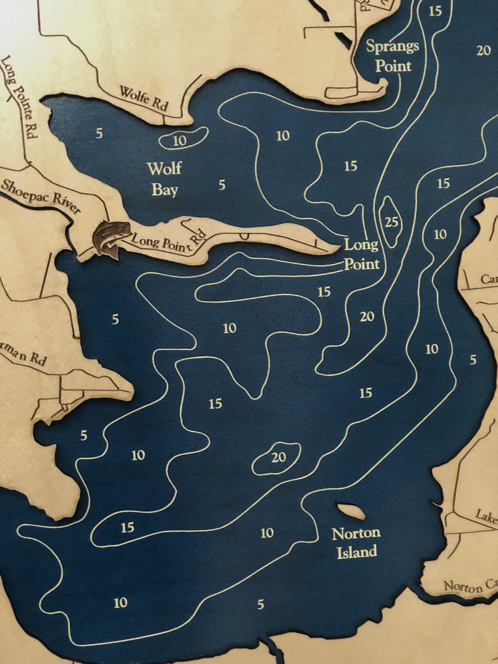South Manistique Lake Map Manistique Lake Custom Wood Map Etsy