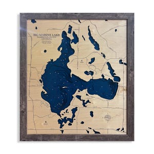 Big Marine Lake Map, Minnesota Map, Big Marine Map, Wood Lake Map, Wood 3D Map, 3D Lake Map, Big Marine Lake, Custom Lake Map, Lake Map
