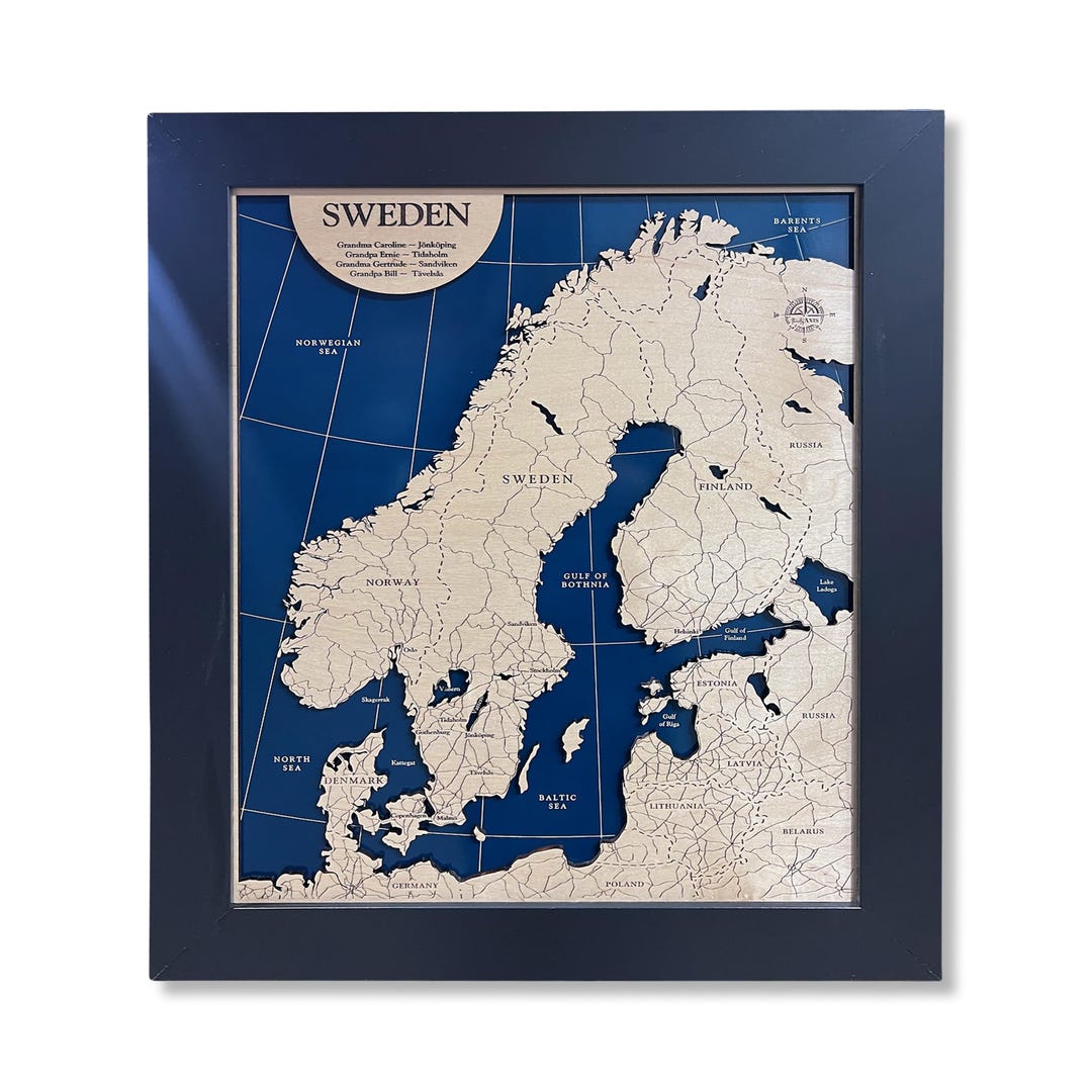 Sweden Map, Europe Map, Sweden Gift, Europe Gift, Travel Gift