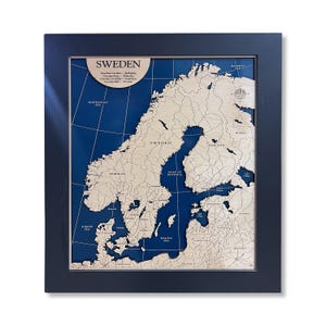Kaart van Zweden, kaart van Europa, Zweden cadeau, Europa cadeau, reiscadeau, huwelijksreiskaart, reiskaart, kerstkaart, houten kaart, 3D-kaart, jubileumcadeau