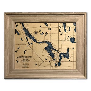 Beaver Dam Lake - Custom Wood Map - Custom Lake Sign - Lake Art - 3D Wall Art - Contour Map - Lake House Decor - Lake Map - Lake House Decor
