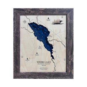 Webb Lake Map, Maine Wood Map, Wood Lake Map, Wood Lake Sign, Lake Art, Lake House Gift, Lake House Decor, Lake Map, Custom Lake