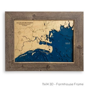 Kaart alligatorpunt, kaart kust Florida, aangepaste houten kaart, aangepaste houten kaart, aangepaste kustkaart, houten kaart Florida, decor strandhuis, strandbord