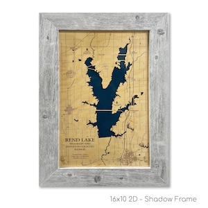 Rend Lake, Rend Lake Map, Illinois Map, Wood Lake Map, Custom Lake Sign, Lake Map, Lake Map, Depth Map, Lake Gift, Lake House, Lake Art
