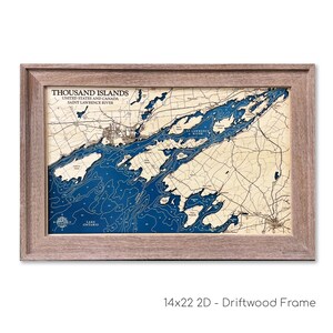 Mappa di Thousands Island, mappa del fiume San Lorenzo, mappa del lago personalizzata, cartello del lago personalizzato, mappa del lago in legno, mappa del lago in 3D, mappe in legno in 3D, decorazioni per case sul lago