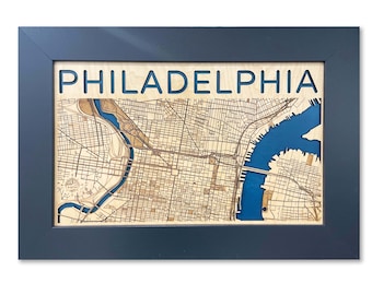 Philadelphia Map, Philly Map, City Map, Custom Map Art, 3D Wood Map, City Decor, Philadelphia Gift, Philly Gift, Apartment Decor
