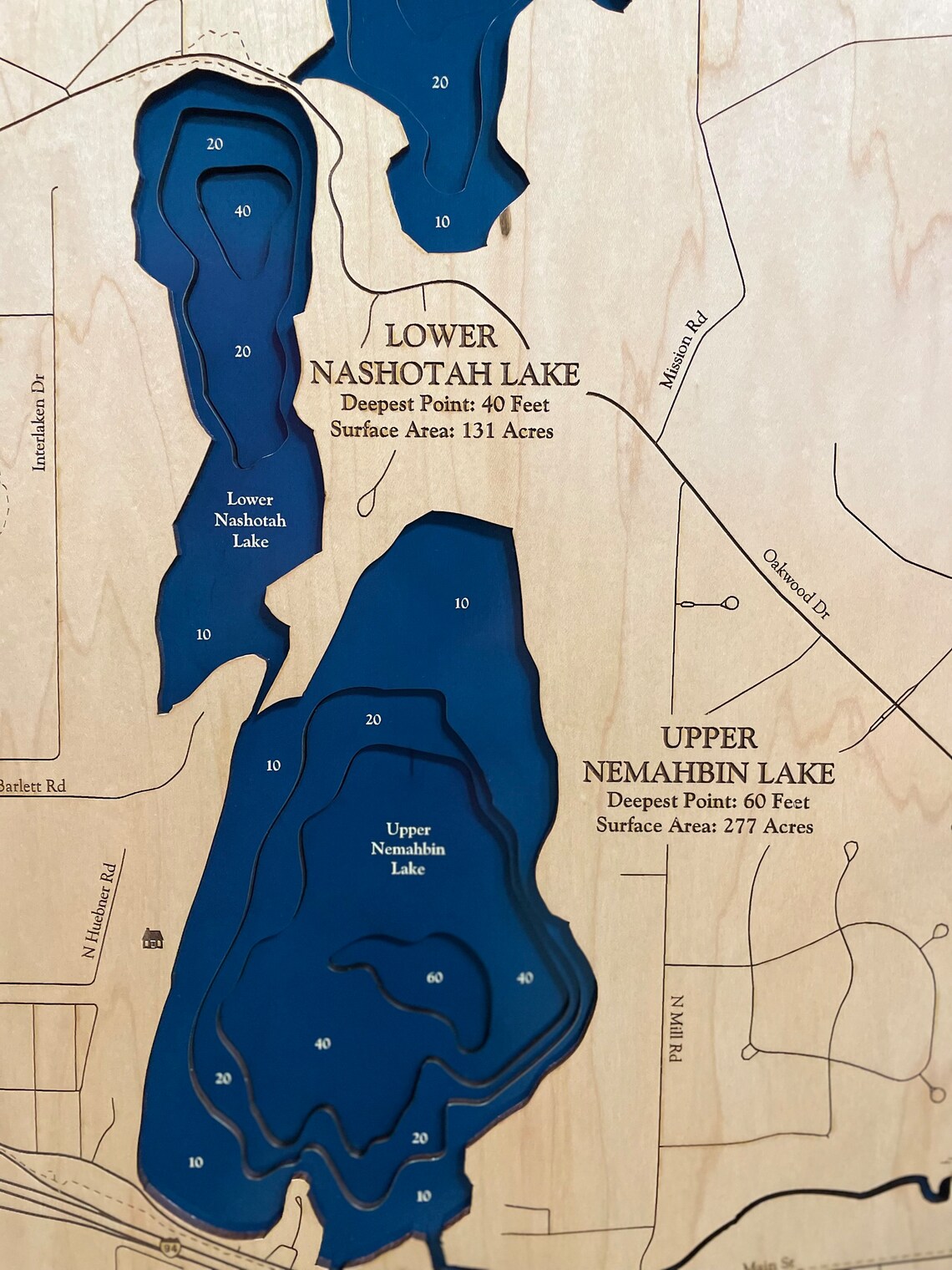 Nemahbin Lake Nemahbin Lake Map Nashotah Lake Map Custom Etsy