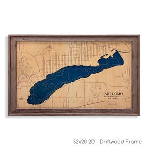 Kaart Comomeer, aangepaste houten kaart, 3D-muurkunst, bord meer, contourkaart, decor meerhuis, kaart meer, dieptekaart, meerkunst, houten kaarten, meercadeau