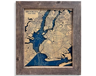 Brooklyn Map, New York City Map, 3D Wall Art, Contour Map, Beach House Decor, Island Map, Housewarming Gift, Vacation Home Gift, Travel