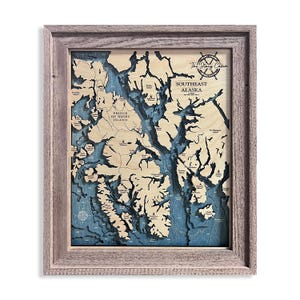 Prince of Wales Island Map, Alaska Map, Custom Wood Map, 3D Wood Map, Custom Coast Map, Custom New York Map, Travel Gift, Beach House Gift