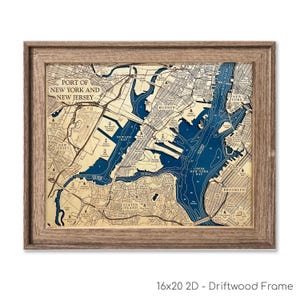 Port of New York, Port of New Jersey, NY Harbor Map, 3D Wood Map, Contour Map, Beach House Decor, Island Map, Topographical Map, Depth Map