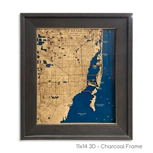 Kaart Miami, kaart Miami-Dade, kaart Florida, cadeau Florida, cadeau, contourkaart, decor strandhuis, eilandkaart, aangepaste kaart