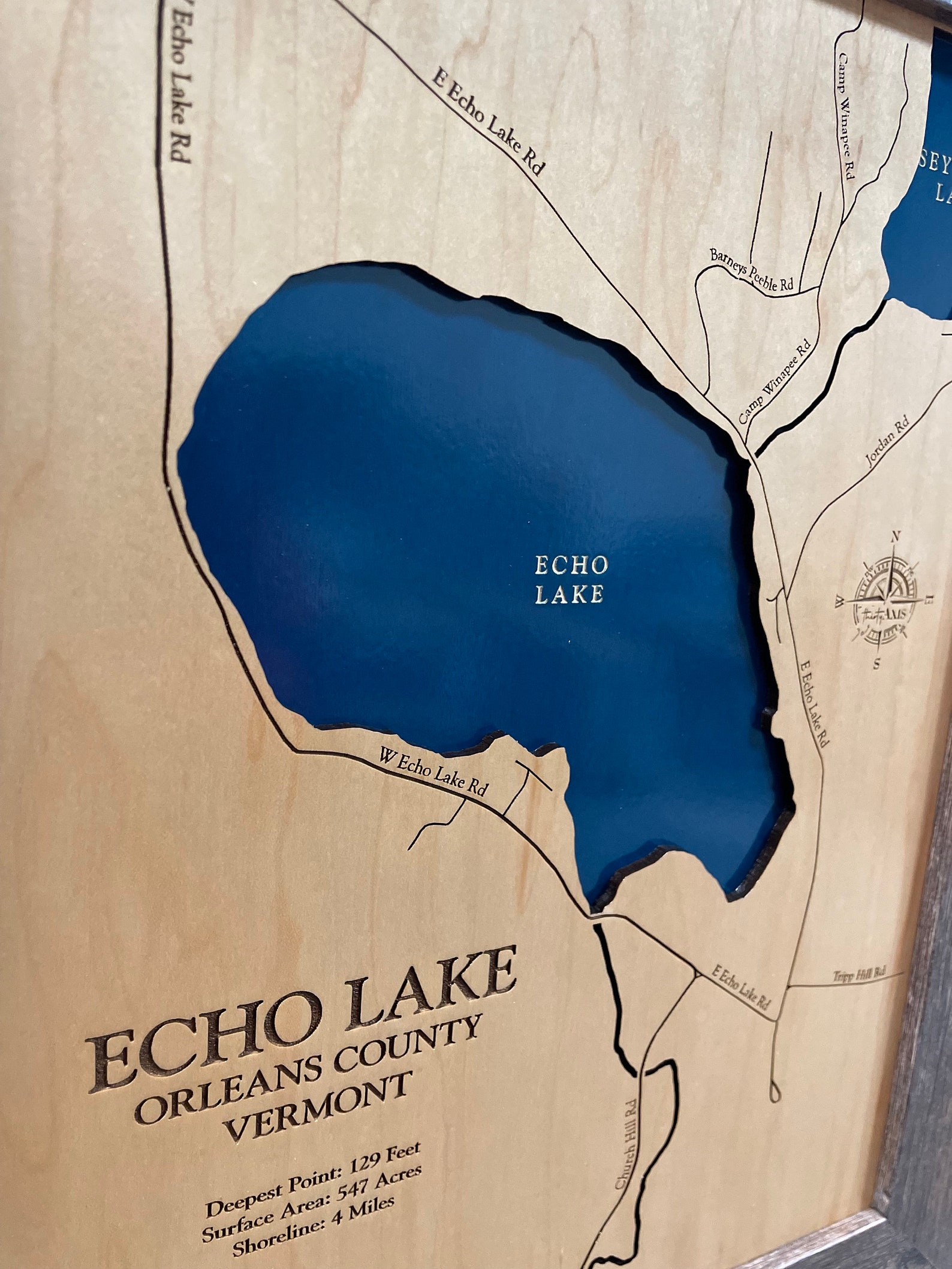 Echo Lake Map Seymour Lake Map Custom Wood Map Custom Lake Etsy