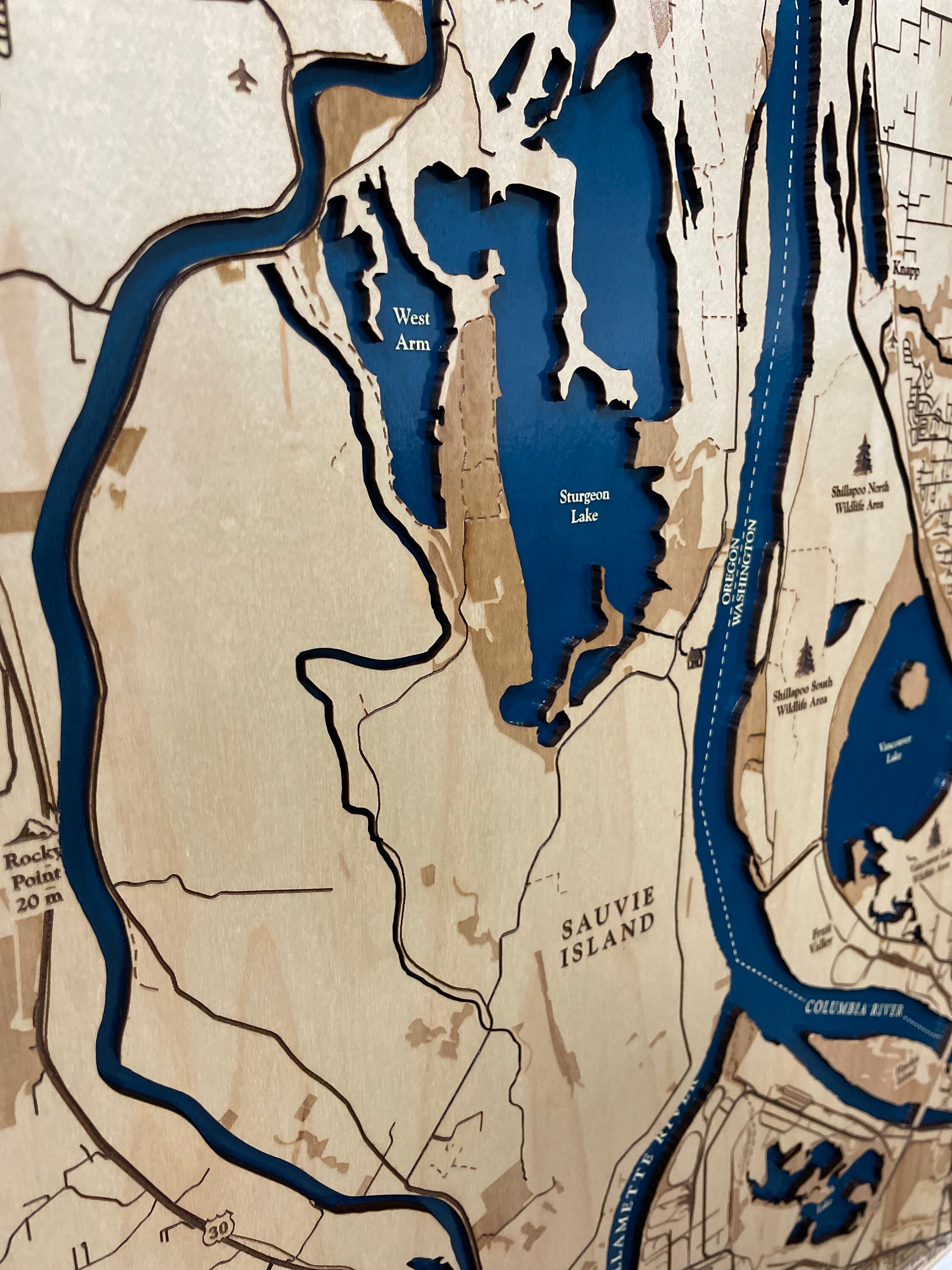 Sauvie Island Map Columbia River Custom Lake Map Custom Etsy