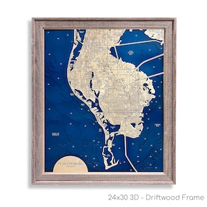 Saint Petersburg Map, Florida Map, Custom Wood Map, Tampa Bay Map, 3D Wood Map, 3D Tampa Bay Map, 3D Map, Beach House Decor, Bradenton FL