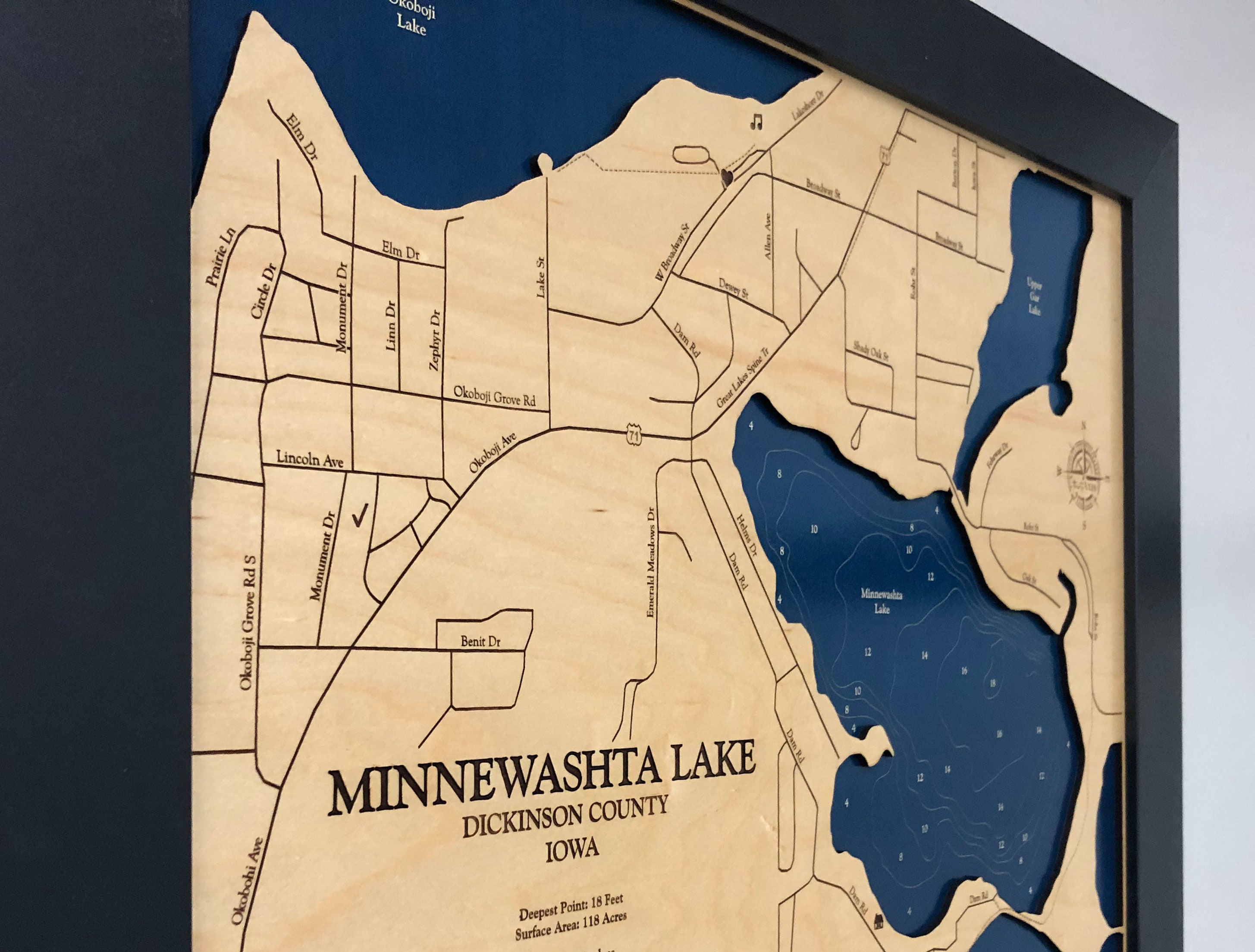 Minnewashta Lake Custom Wood Map Idaho Lake Map 3D Wall Etsy