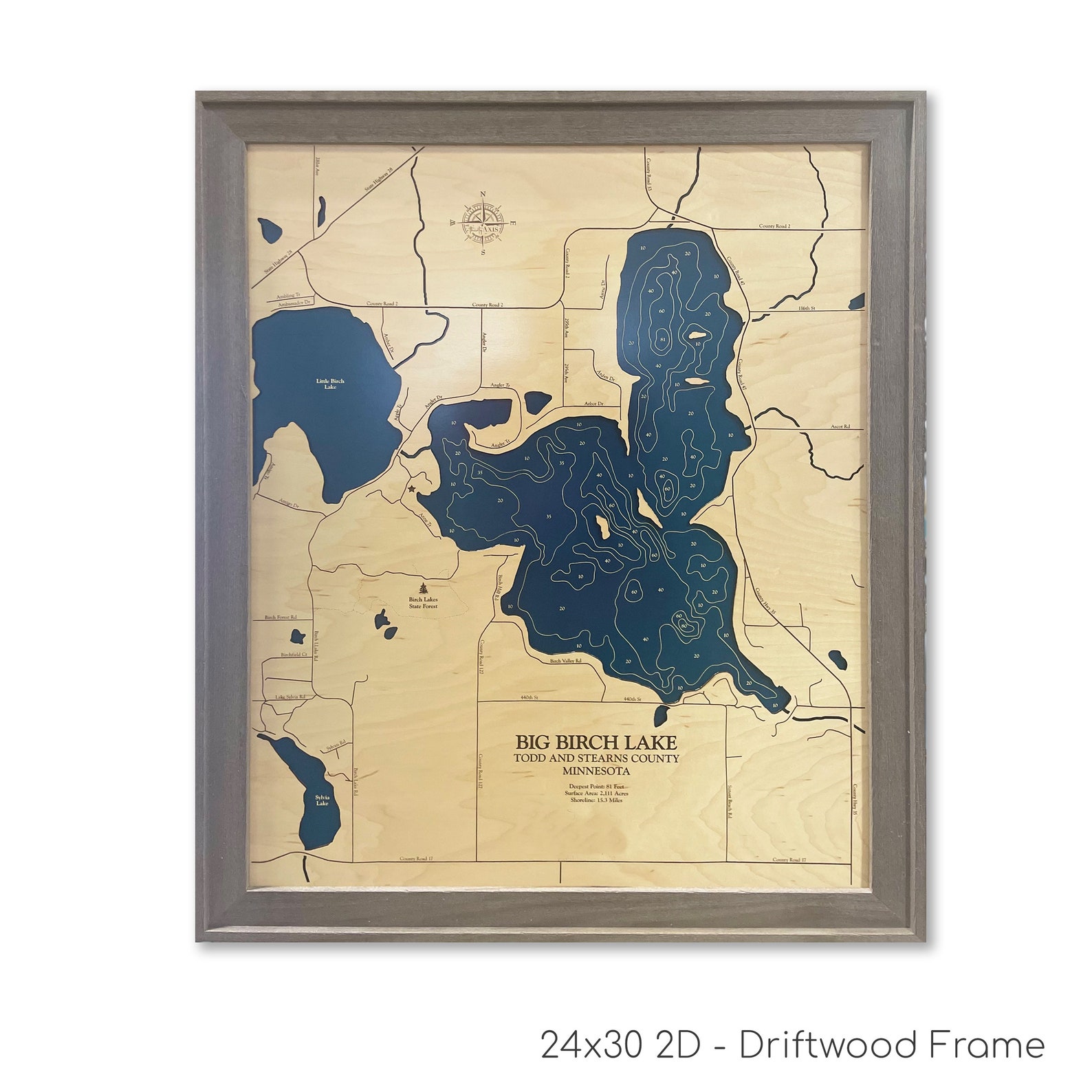 Big Birch Lake Big Birch Lake Map Lake Map Custom Lake Sign Etsy