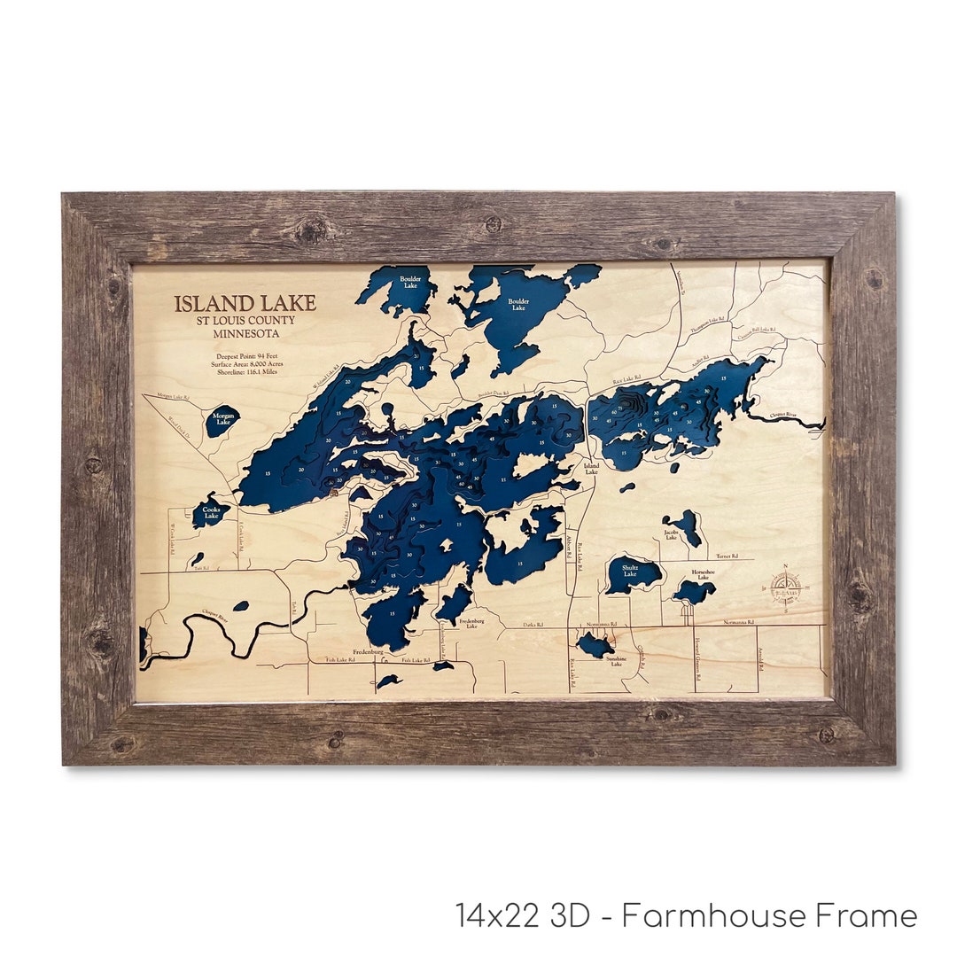 3D Wall Decor, Island Lake Map
