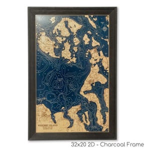 Whidbey Island Map, San Juan Islands Map, Salish Sea Map, Puget Sound Map, Washington Map, Custom Beach Sign, Beach Decor, Contour Map